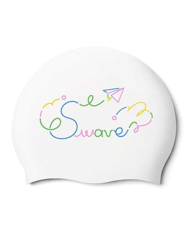 [SF1USC013] Colorful Swave Silicone Swim Cap White
