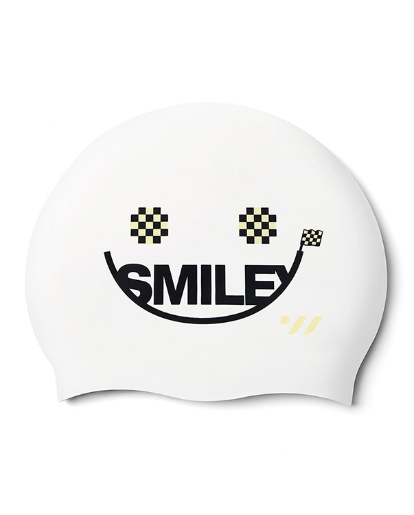 [SW-CS077] Smiley シリコン スイムキャップ ホワイト