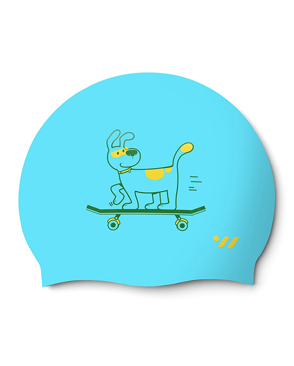 [SW-CS096] Board Dog シリコン スイムキャップ ブルー