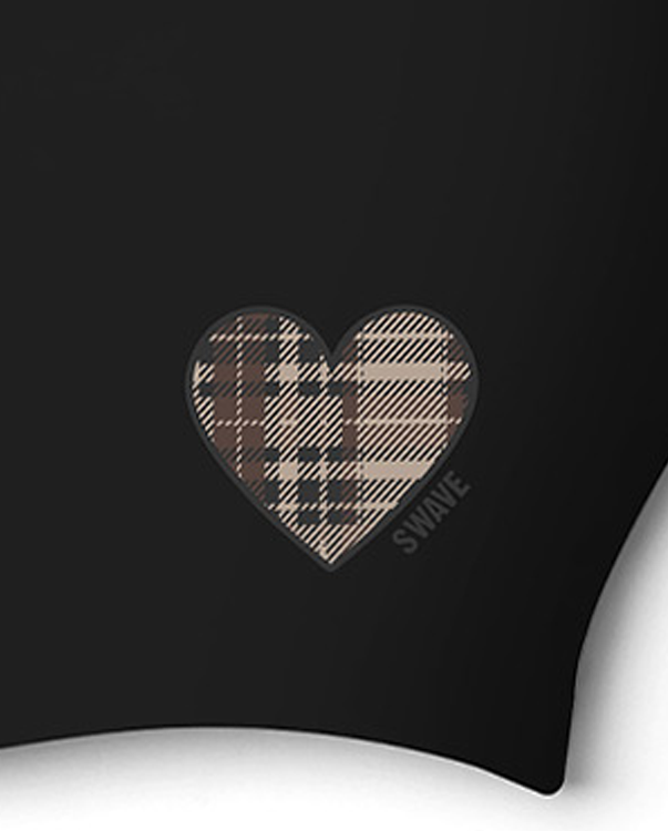 [SF3USC006] Check Heart Silicone Swim Cap Black