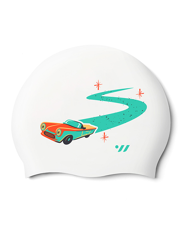 [SW-CS132-WHT] Summer Drive Silicone Swim Cap White