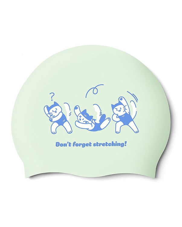 [SF1USC009] Stretching Cat Silicone Swim Cap Pale Mint