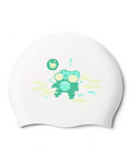 [SF1USC005] Floating Frog Silicone Swim Cap White