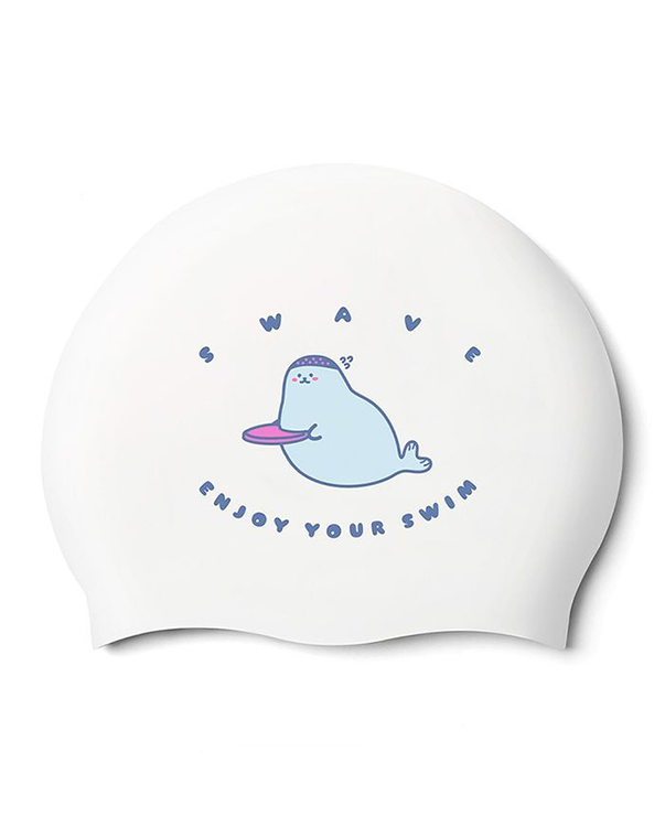 [SF1USC020] Junior Seal Silicone Swim Cap White