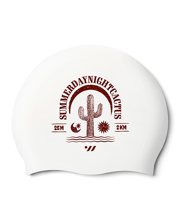 [SW-CS139-WHT] Cactus Silicone Swim Cap White