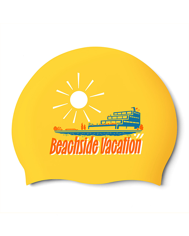 [SW-CS129-YEL] Beachside Vacation Silicone Swim Cap Yellow