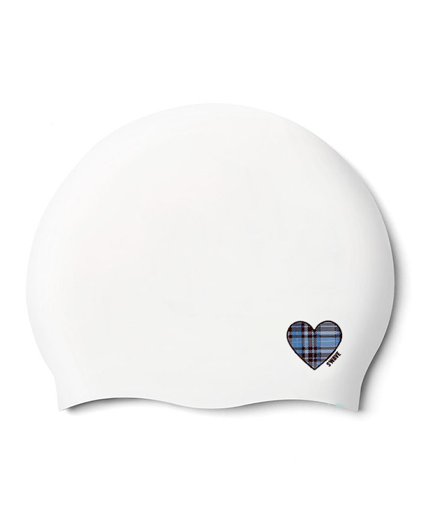 [SF3USC004] Check Heart Silicone Swim Cap Blue