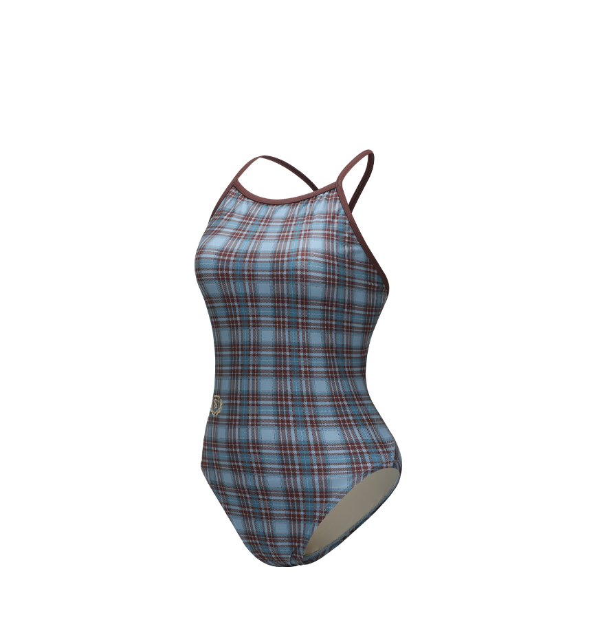 [SF3LST003] Wales Check I-Back Swimsuit Blue