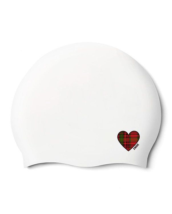 [SF3USC005] Check Heart Silicone Swim Cap Red