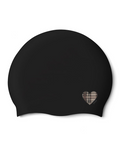 [SF3USC006] Check Heart Silicone Swim Cap Black