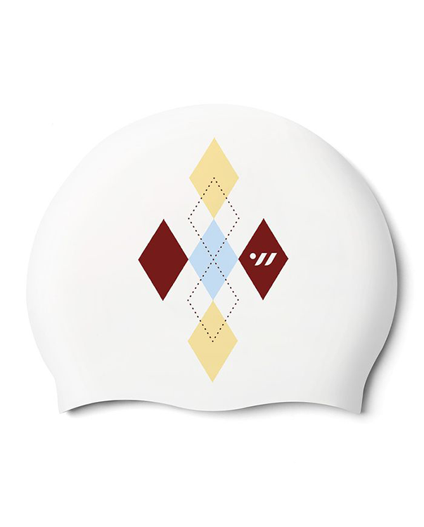 [SF3USC010] Pienza Argyle Silicone Swim Cap White