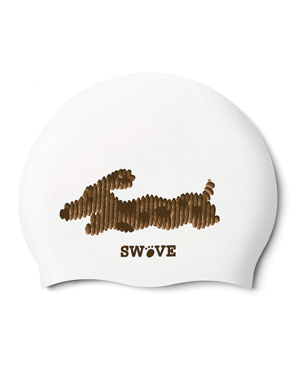 [SF3USC012] Sausage Puppy Silicone Swim Cap White