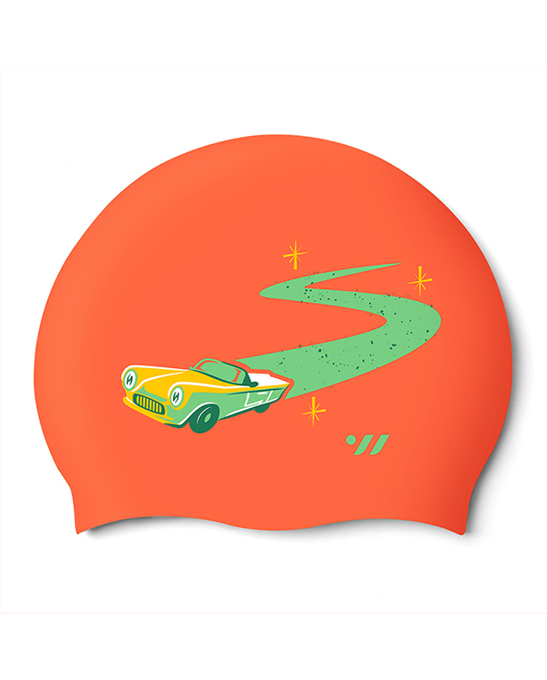 [SW-CS134-ORG] Summer Drive Silicone Swim Cap Orange