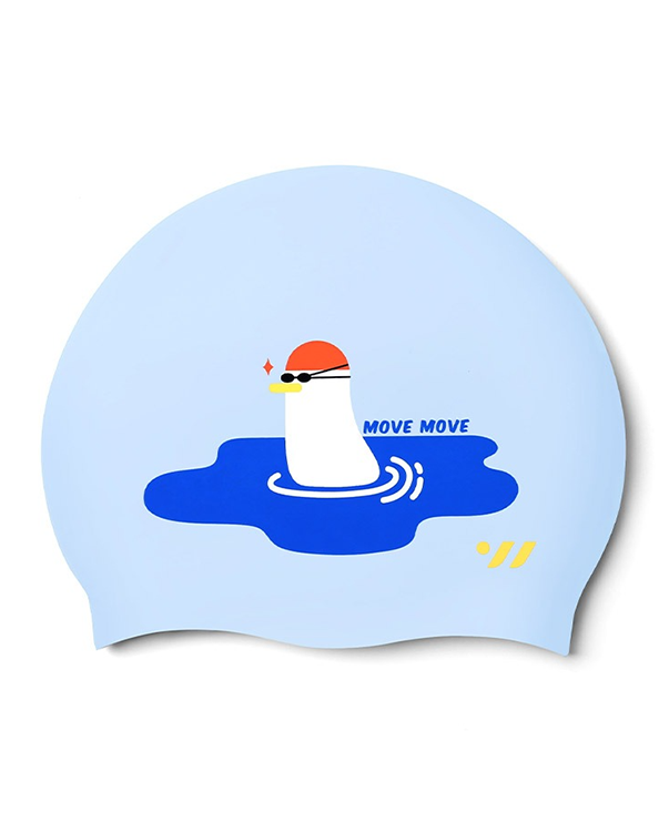 [SW-CS059-PBL] Go Go Duck Silicone Swim Cap Pale Blue