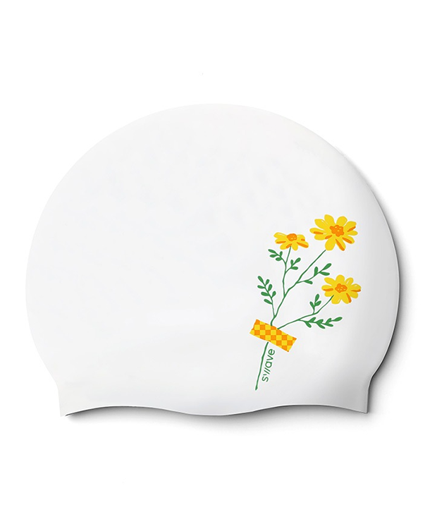 [SW-CS066-WHT] Mini Flower Swim Cap White