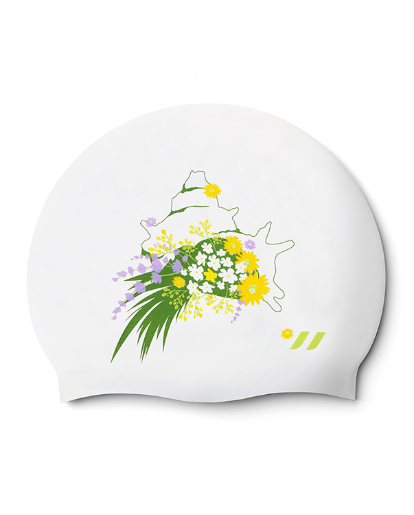 [SW-CS076-WHT] Flower Shell Silicone Swim Cap White