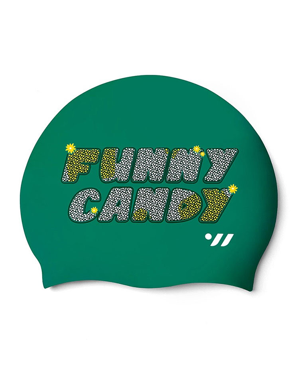 [SW-CS081-DGR] Funny Candy Silicone Swim Cap Deep Green