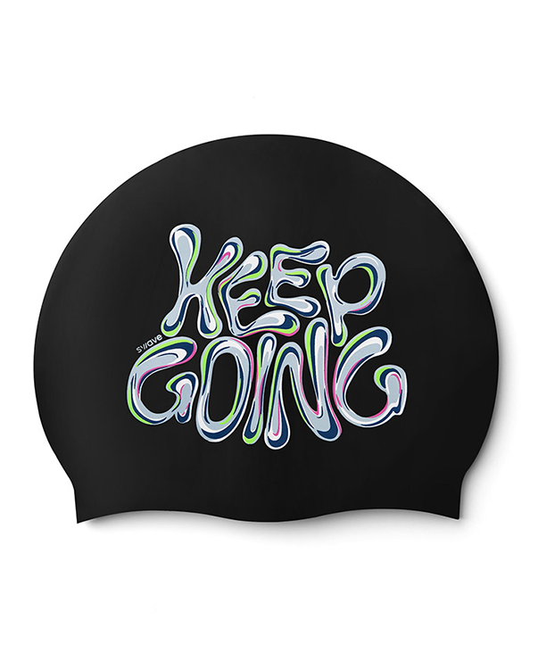 [SW-CS104] Keep Going シリコン スイムキャップ ブラック