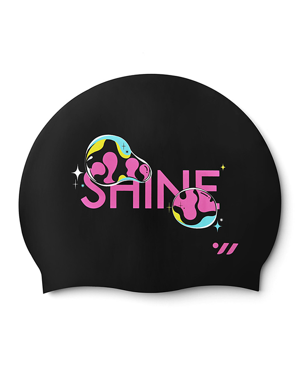 [SW-CS107] Shine シリコン スイムキャップ ブラック