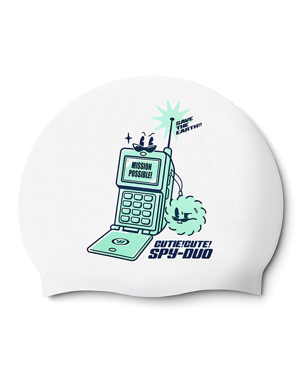 [SW-CS108] Y2K Spy Duo シリコン スイムキャップ ホワイト