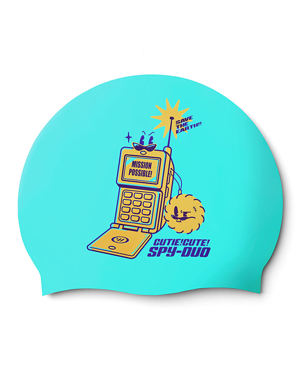 [SW-CS109] Y2K Spy Duo シリコン スイムキャップ ブルー
