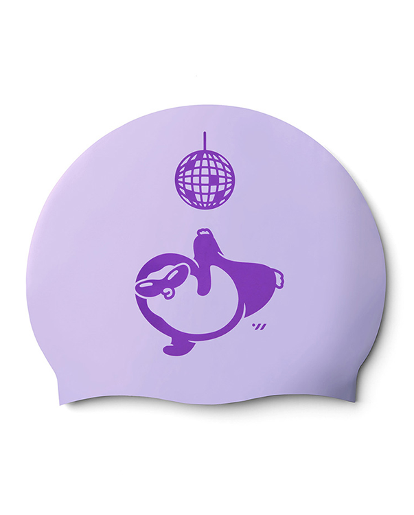 [SW-CS113] Dancing Penguin シリコン スイムキャップ ペール ライラック
