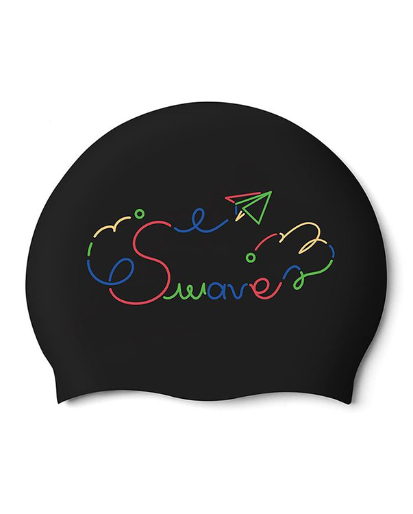 [SF1USC014] Colorful Swave Silicone Swim Cap Black