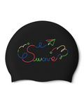 [SF1USC014] Colorful Swave Silicone Swim Cap Black