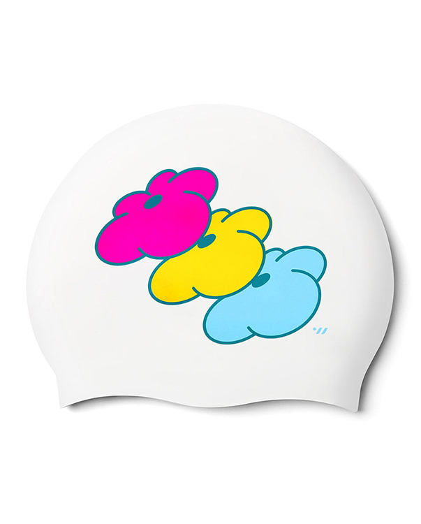 [SW-CS122] Flower Trio シリコン スイムキャップ ホワイト