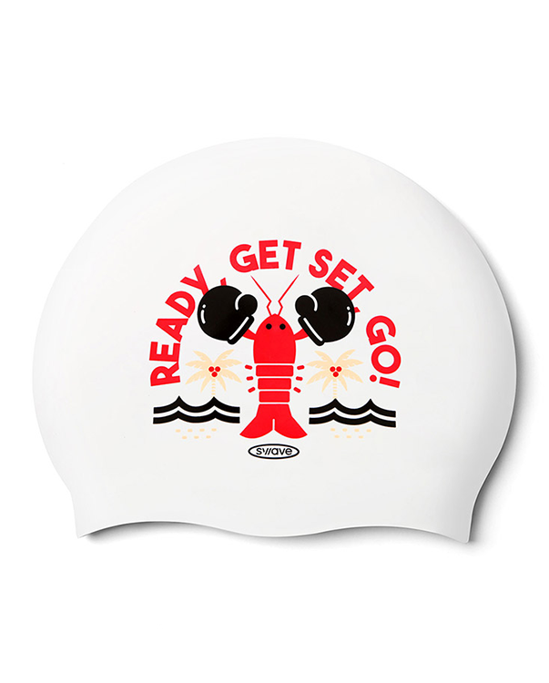 [SW-CS087] Ready Set Go シリコン スイムキャップ ホワイト