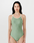 [SF1LST006] Stella Double Point Back Swimsuit Sage Green