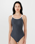 [SF1LST008] Stella Double Point Back Swimsuit Dark Grey