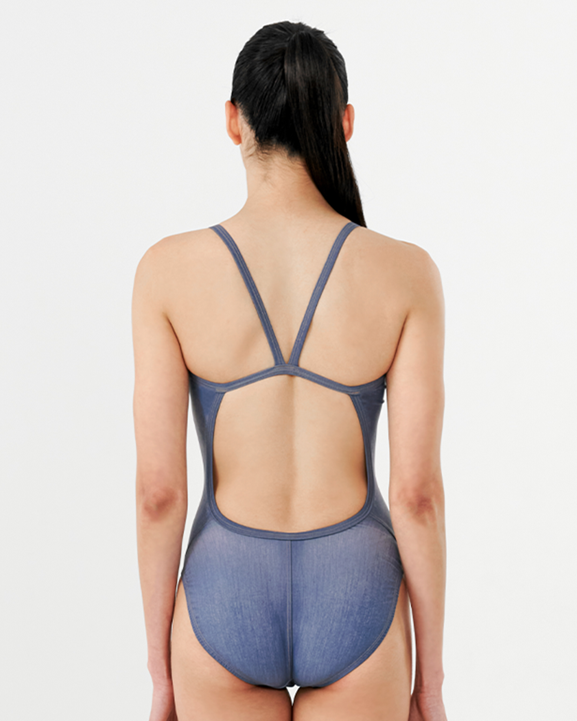 [SF1LST012] Faded Jean V-Back Swimsuit City Indigo