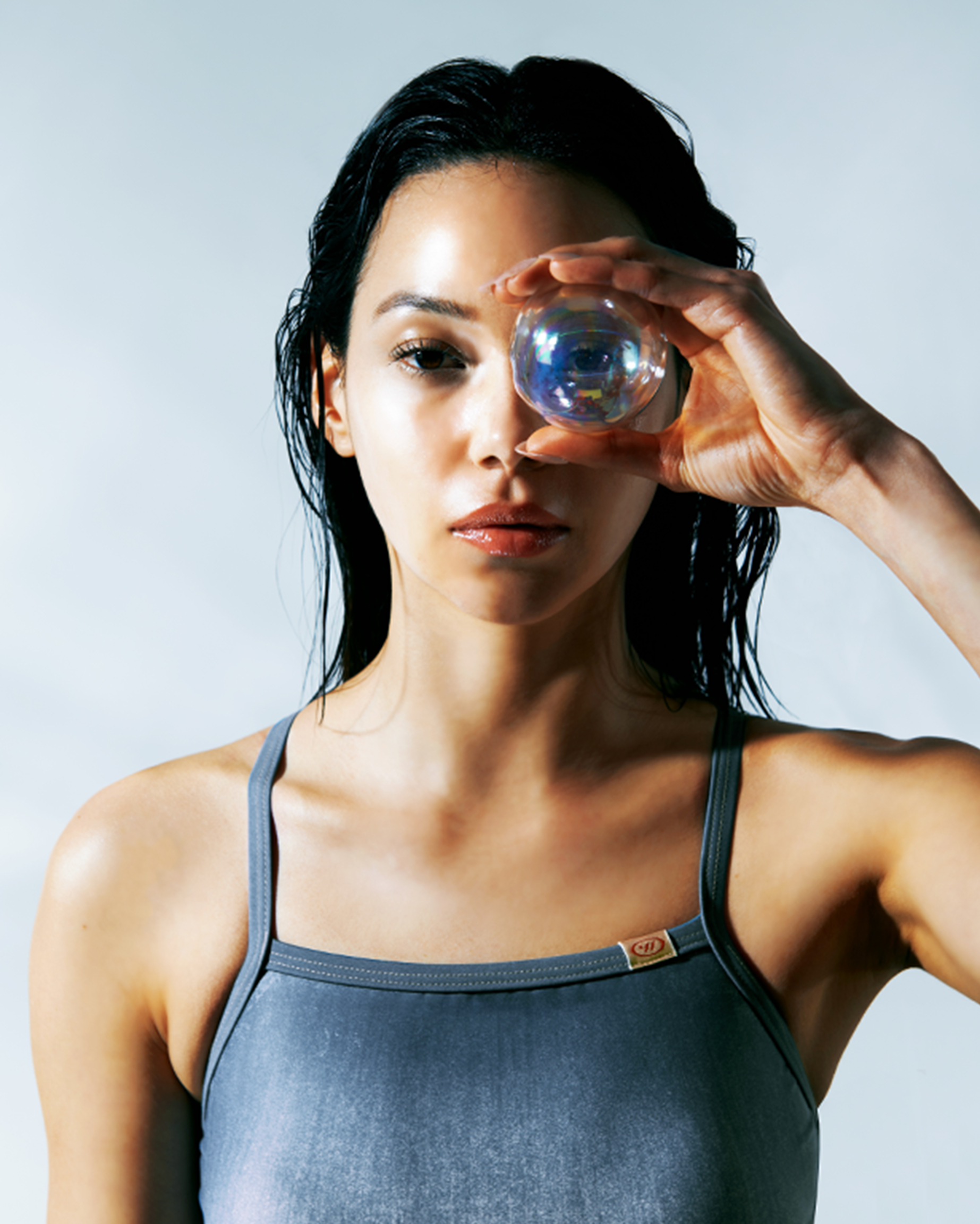 [SF1LST012] Faded Jean V-Back Swimsuit City Indigo