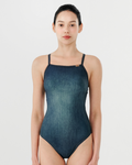 [SF1LST013] Faded Jean V-Back Swimsuit Deep Forest Green