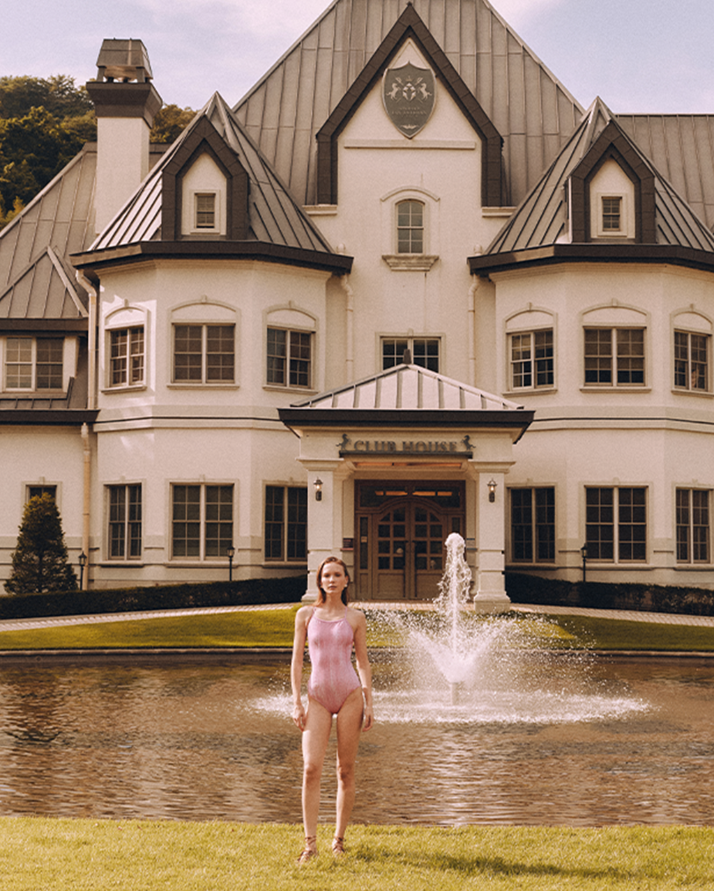 [SF3LST002] Roze Knit Double Cross Back Swimsuit Indie Pink