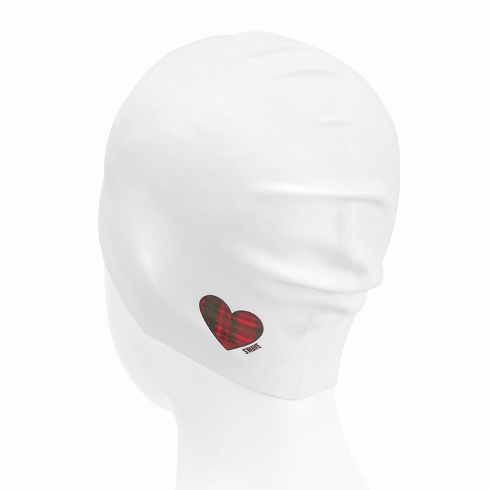 [SF3USC005] Check Heart Silicone Swim Cap Red