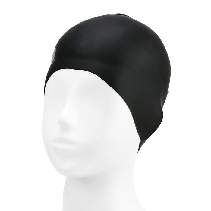 [SF3USC006] Check Heart Silicone Swim Cap Black