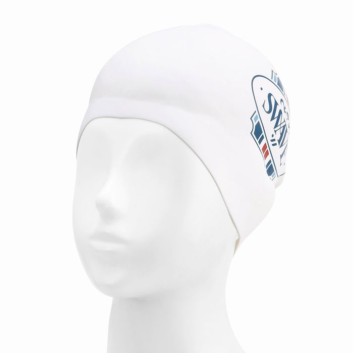 [SF3USC009] Positano Stripe Silicone Swim Cap White