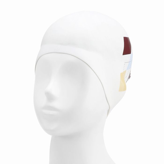 [SF3USC010] Pienza Argyle Silicone Swim Cap White