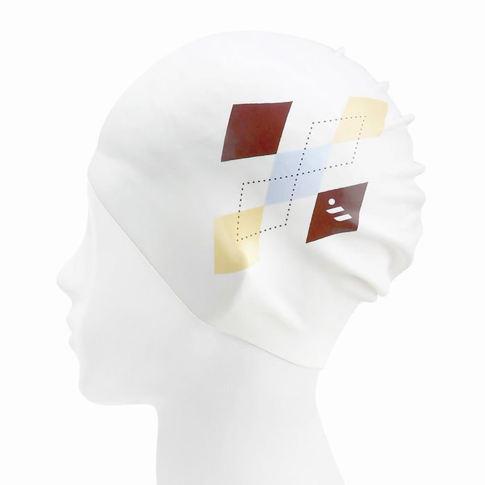 [SF3USC010] Pienza Argyle Silicone Swim Cap White