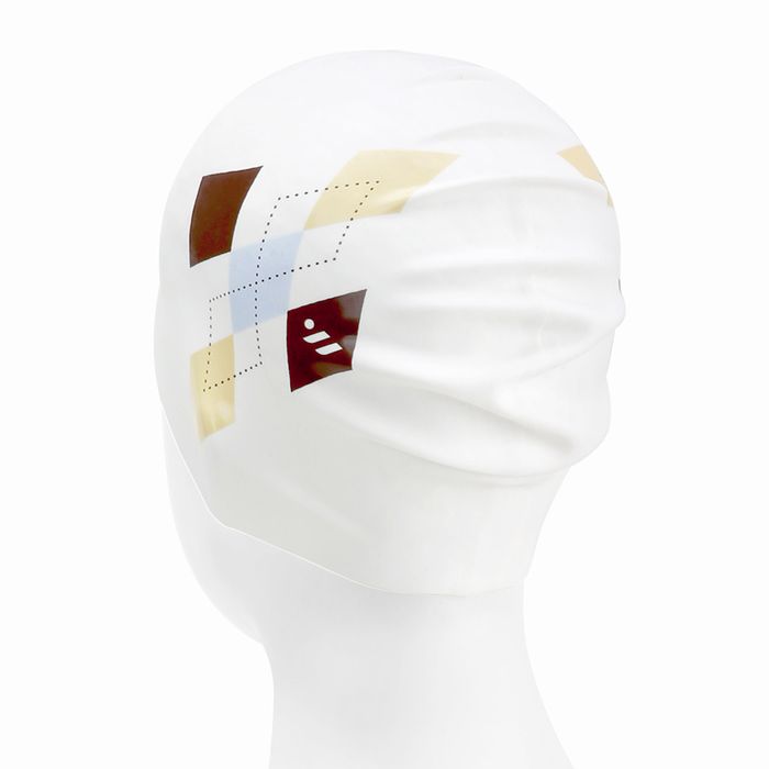 [SF3USC010] Pienza Argyle Silicone Swim Cap White