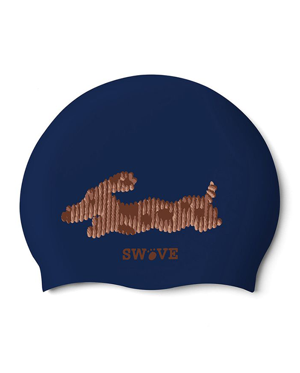 [SF3USC013] Sausage Puppy Silicone Swim Cap Navy