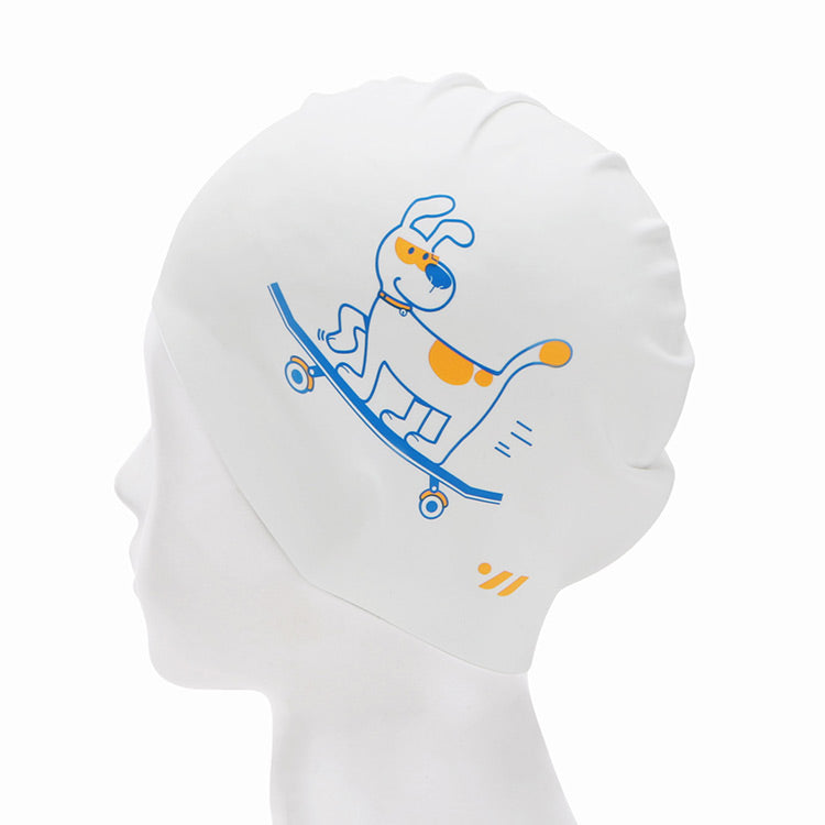 [SW-CS097] Board Dog シリコン スイムキャップ ホワイト