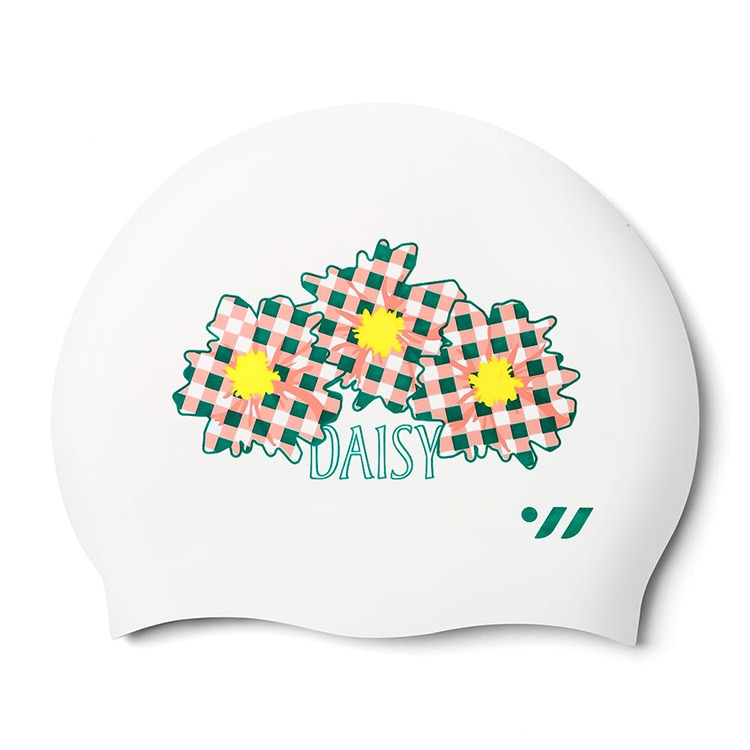 SWAVE Daisy Checky Silicone Swim Cap White