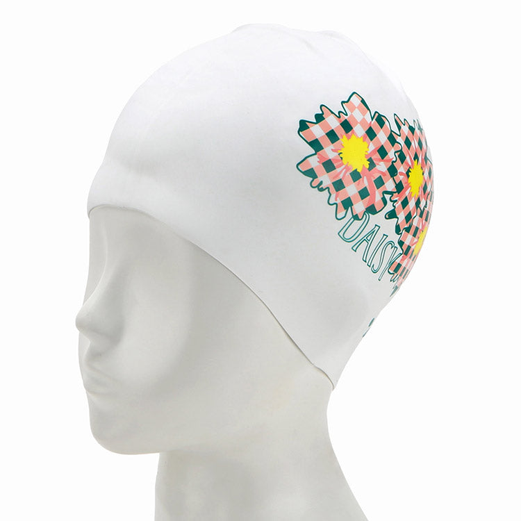 SWAVE Daisy Checky Silicone Swim Cap White