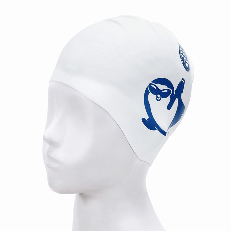 [SW-CS112] Dancing Penguin シリコン スイムキャップ ホワイト