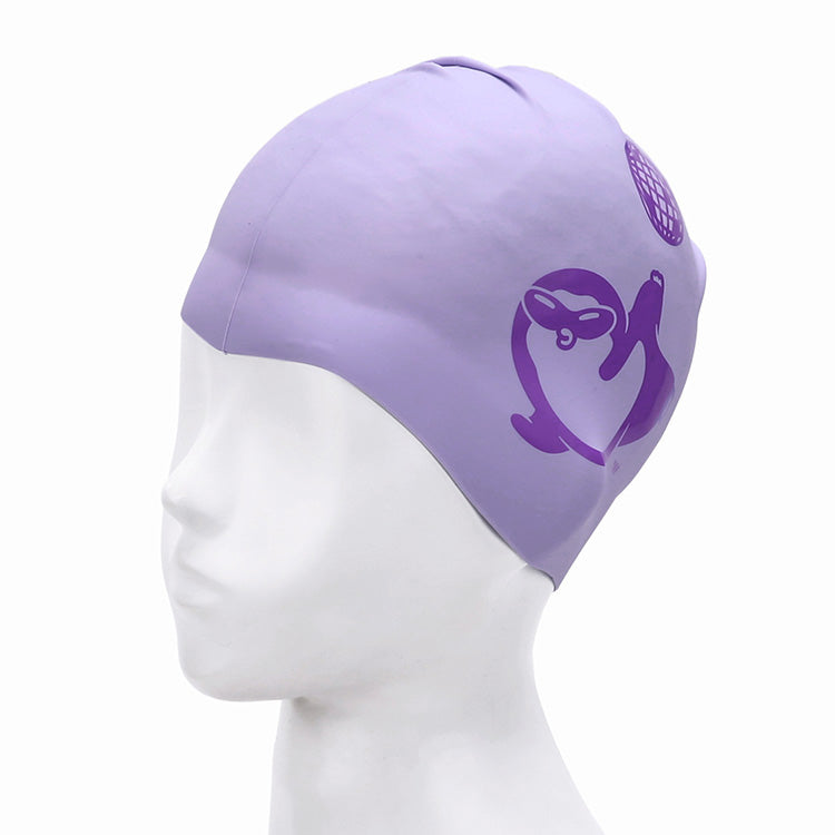 [SW-CS113] Dancing Penguin シリコン スイムキャップ ペール ライラック