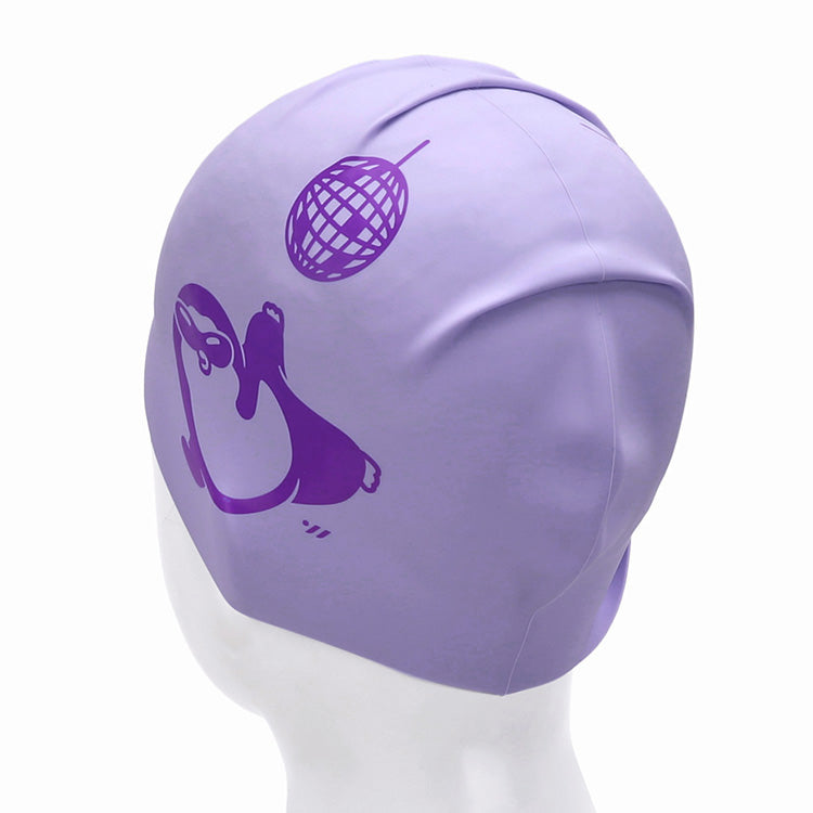 [SW-CS113] Dancing Penguin シリコン スイムキャップ ペール ライラック