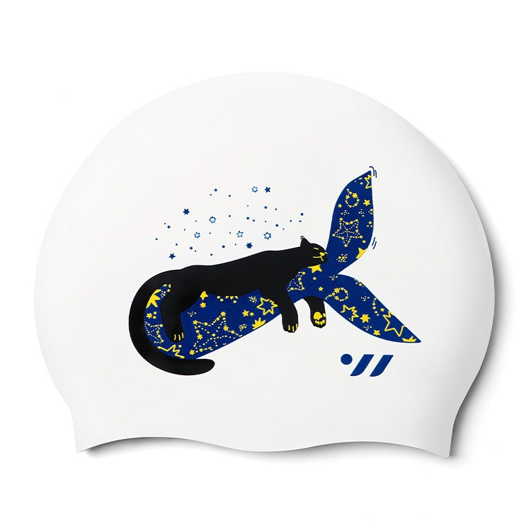 SWAVE Dreaming Jaguar Silicone Swim Cap White